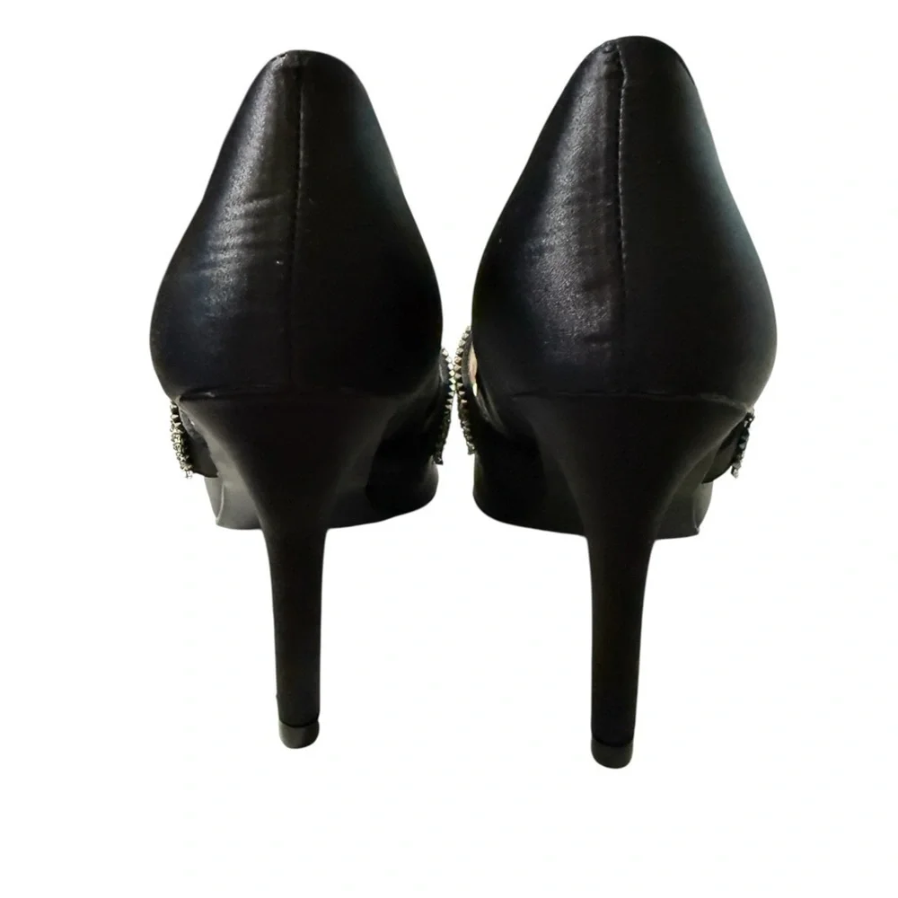 Adrienne Vittadini Notion Black Rhinestone Heels – Size 6